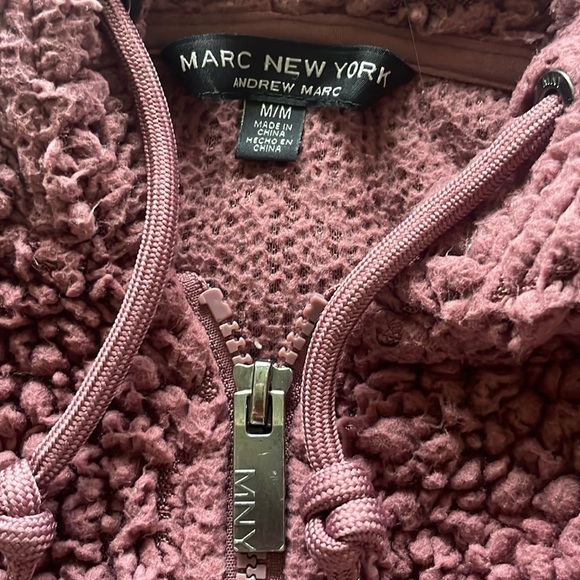 MARC NEW YORK Andrew Marc Teddy Fleece Full Zip Hoodie Jacket in Dried Rose MED - Picture 4 of 11